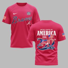 Atlanta Braves X 250 Years Of Freedom Premium T Shirt PVT003