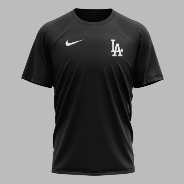 Alternative view of LA Dodgers “FOREVER - Not Just When We Win” Snoopy & Charlie Glitter Friendship Premium T-Shirt PH00002