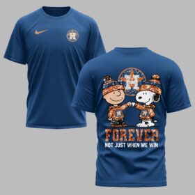Houston Astros “FOREVER - Not Just When We Win” Snoopy & Charlie Glitter Friendship Premium T-Shirt PH00002