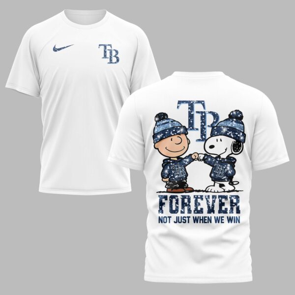 Tampa Bay Rays “FOREVER - Not Just When We Win” Snoopy & Charlie Glitter Friendship Premium T-Shirt PH00002