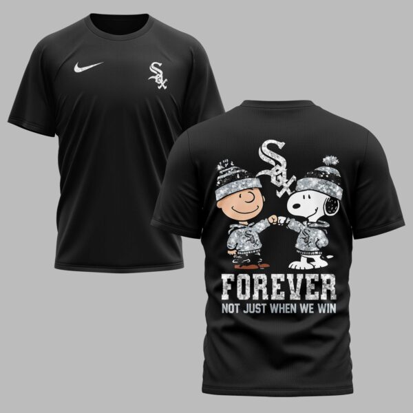 Chicago White Sox “FOREVER - Not Just When We Win” Snoopy & Charlie Glitter Friendship Premium T-Shirt PH00002