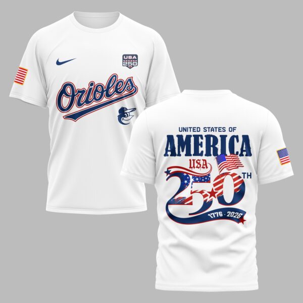 Baltimore Orioles X 250 Years Of Freedom Premium T Shirt PVT003