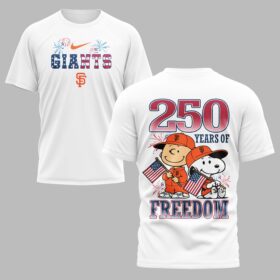 San Francisco Giants 250th Freedom Anniversary Snoopy & Charlie Friendship Premium T-Shirt PH00003