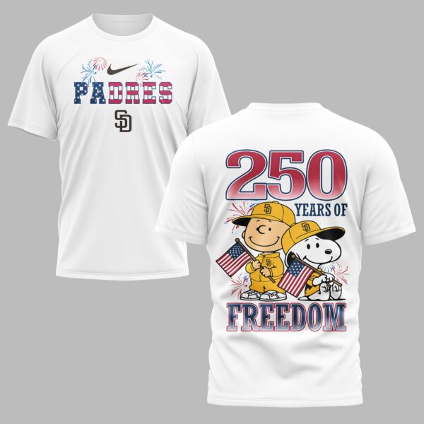 San Diego Padres 250th Freedom Anniversary Snoopy & Charlie Friendship Premium T-Shirt PH00003