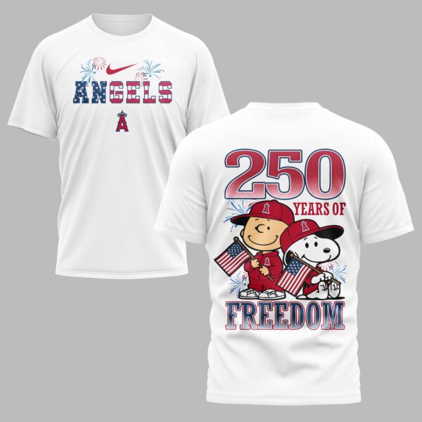 Los Angeles Angels 250th Freedom Anniversary Snoopy & Charlie Friendship Premium T-Shirt PH00003