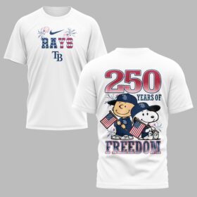 Tampa Bay Rays 250th Freedom Anniversary Snoopy & Charlie Friendship Premium T-Shirt PH00003