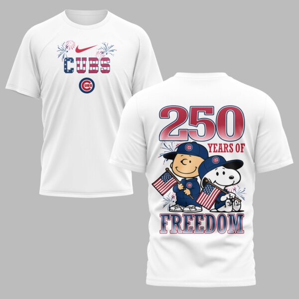 Chicago Cubs 250th Freedom Anniversary Snoopy & Charlie Friendship Premium T-Shirt PH00003