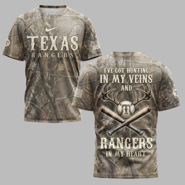 Texas Rangers “Hunting in My Veins” Camo Premium T-Shirt LT0005