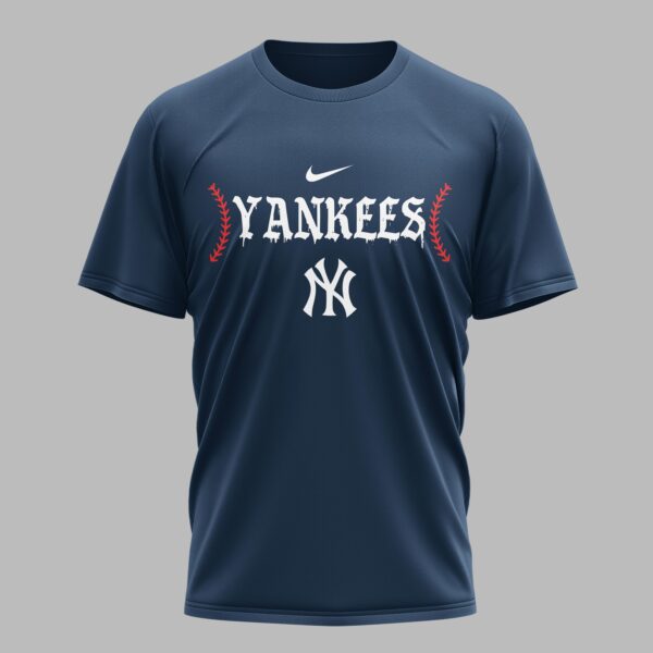 Alternative view of New York Yankees X Fire Skull Baseball Premium T Shirt PVT002
