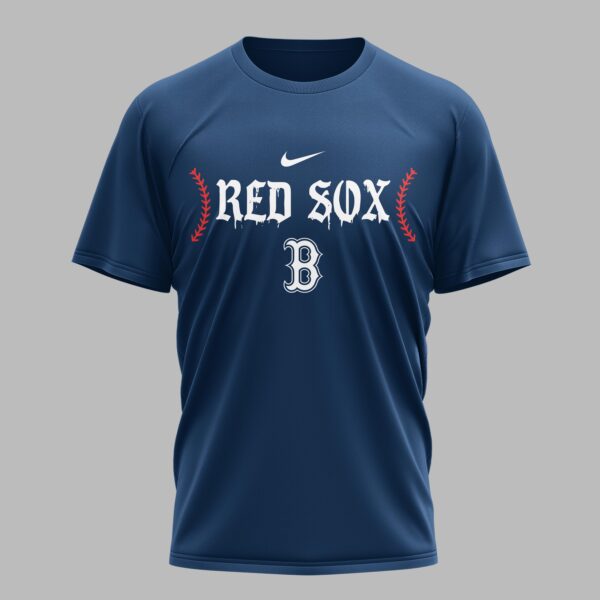 Alternative view of Boston Red Sox X Fire Skull Baseball Premium T Shirt PVT002