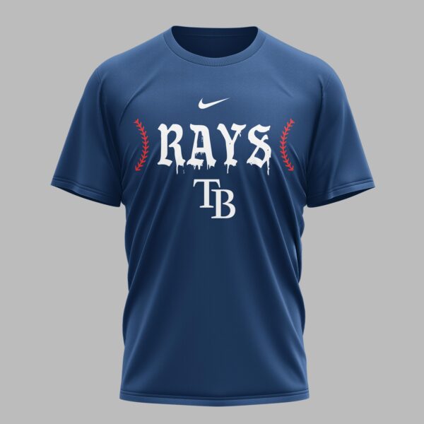 Alternative view of Tampa Bay Rays X Fire Skull Baseball Premium T Shirt PVT002