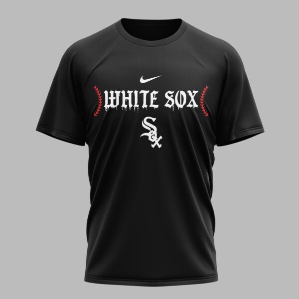 Alternative view of Chicago White Sox X Fire Skull Baseball Premium T Shirt PVT002