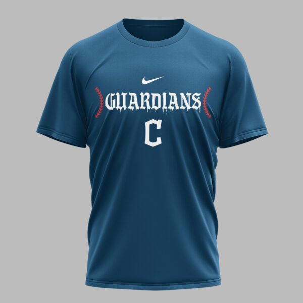 Alternative view of Cleveland Guardians X Fire Skull Baseball Premium T Shirt PVT002