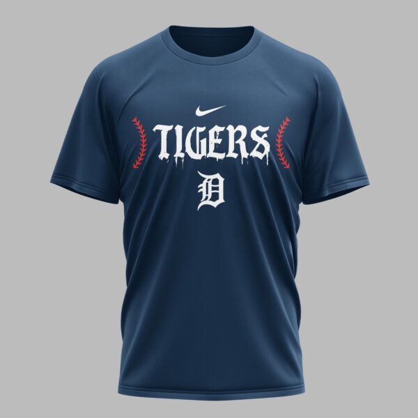 Alternative view of Detroit Tigers X Fire Skull Baseball Premium T Shirt PVT002
