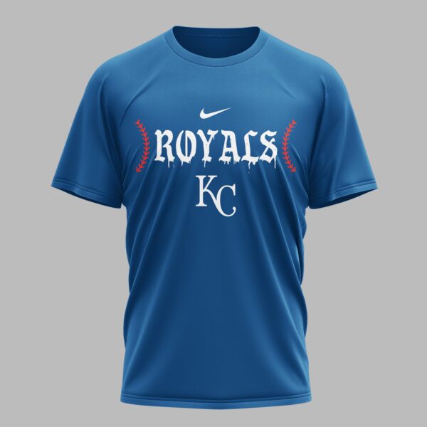 Alternative view of Kansas City Royals X Fire Skull Baseball Premium T Shirt PVT002