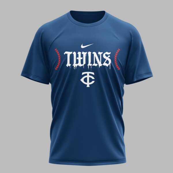 Alternative view of Minnesota Twins X Fire Skull Baseball Premium T Shirt PVT002