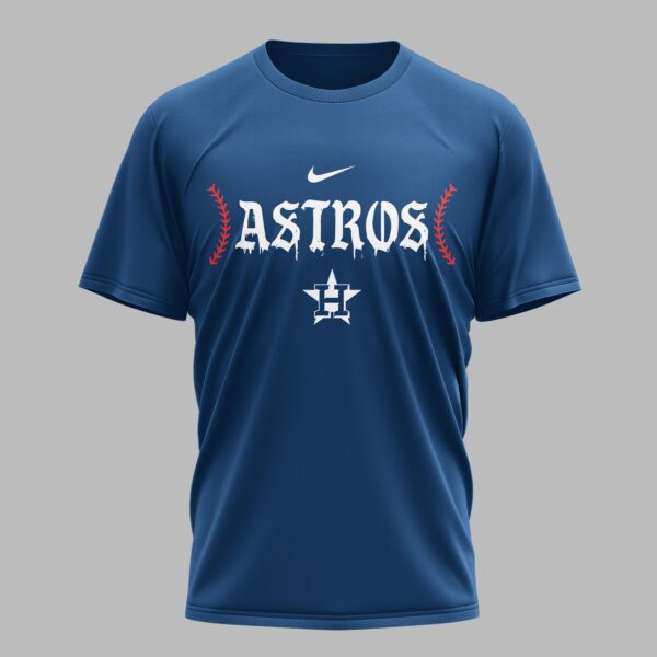 Alternative view of Houston Astros X Fire Skull Baseball Premium T Shirt PVT002