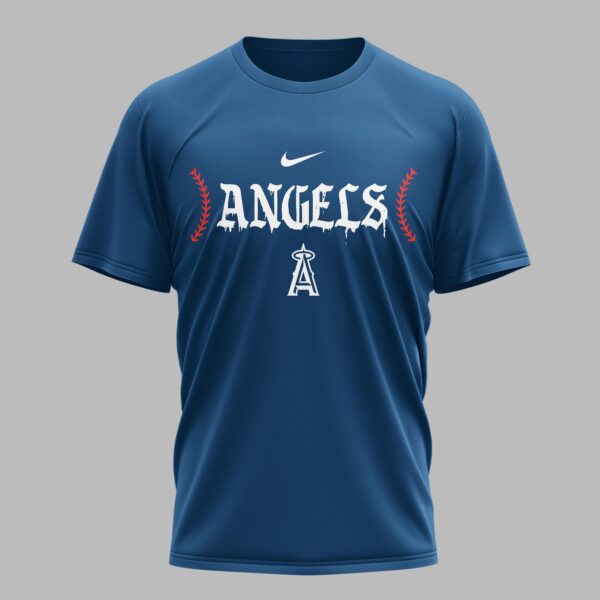Alternative view of Los Angeles Angels X Fire Skull Baseball Premium T Shirt PVT002