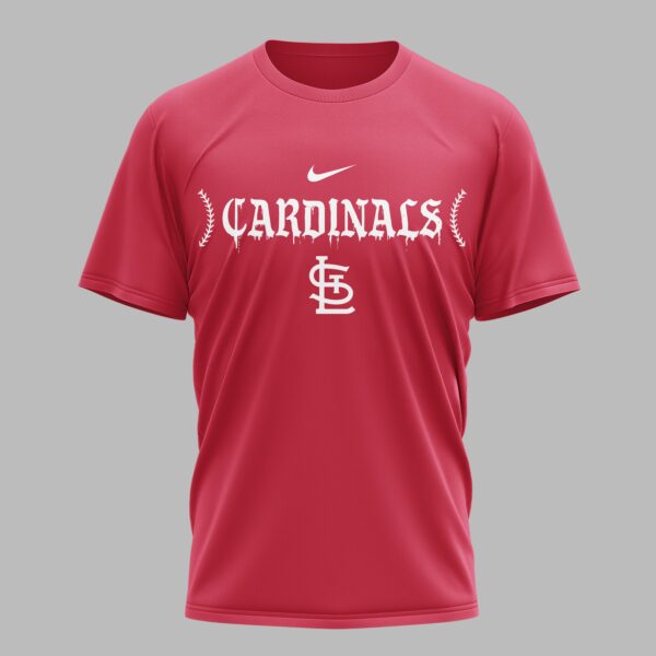 Alternative view of St. Louis Cardinals  X Fire Skull Baseball Premium T Shirt PVT002