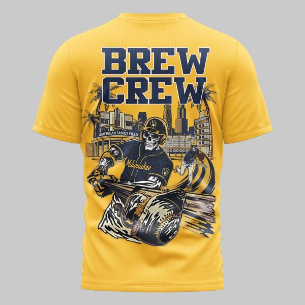 Alternative view of Milwaukee Brewers x skull Mars Premium T-Shirt PL05