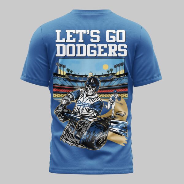 Alternative view of Los Angeles Dodgers x skull Mars Premium T-Shirt PL05