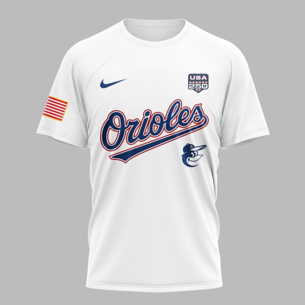 Alternative view of Baltimore Orioles X 250 Years Of Freedom Premium T Shirt PVT003