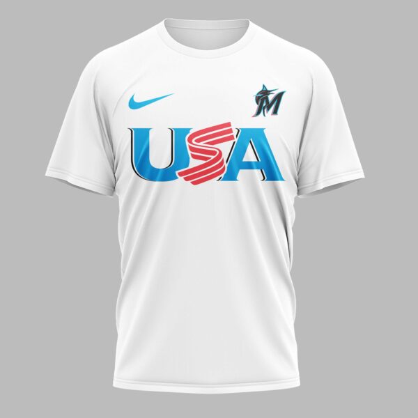 Alternative view of Miami Marlins Celebrating America’s 250th Premium T-shirt LT0003