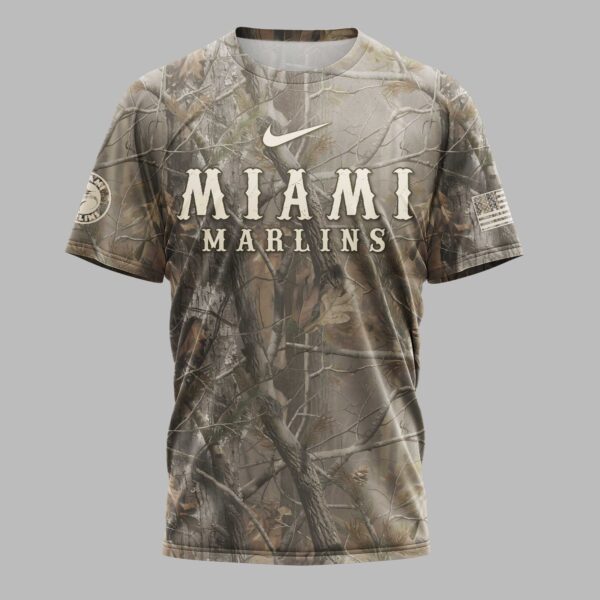Alternative view of Miami Marlins “Hunting in My Veins” Camo Premium T-Shirt LT0005