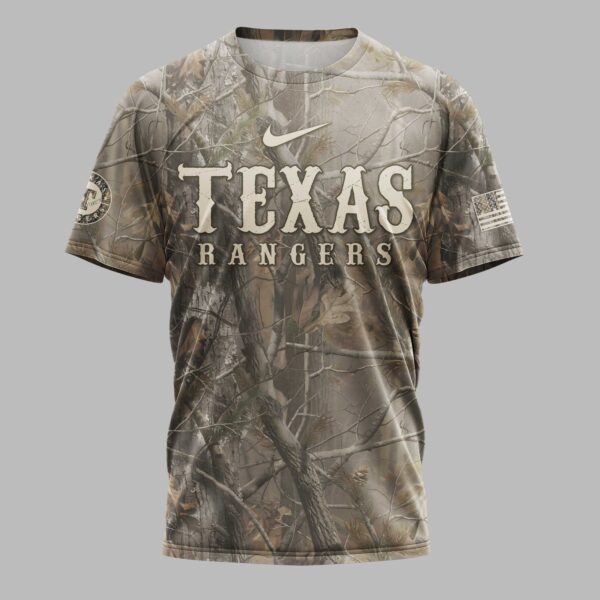 Alternative view of Texas Rangers “Hunting in My Veins” Camo Premium T-Shirt LT0005
