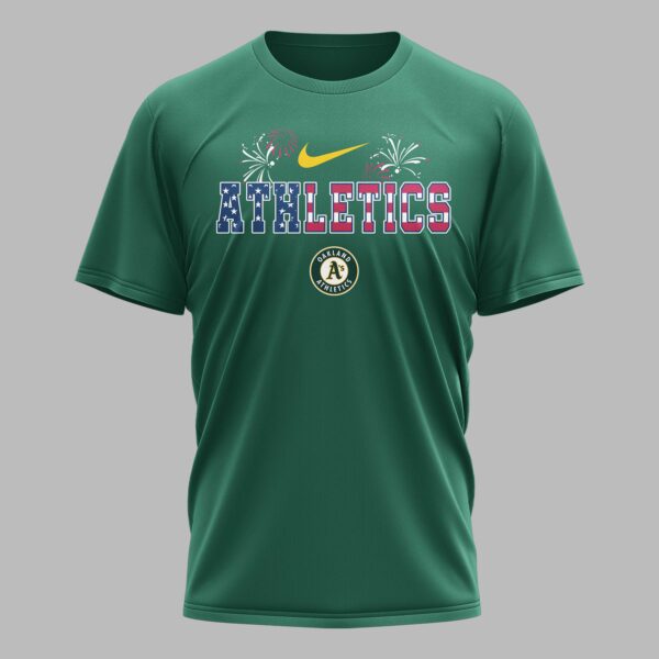 Alternative view of Oakland Athletics 250th Freedom Anniversary Snoopy & Charlie Friendship Premium T-Shirt PH00003