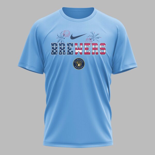 Alternative view of Milwaukee Brewers 250th Freedom Anniversary Snoopy & Charlie Friendship Premium T-Shirt PH00003