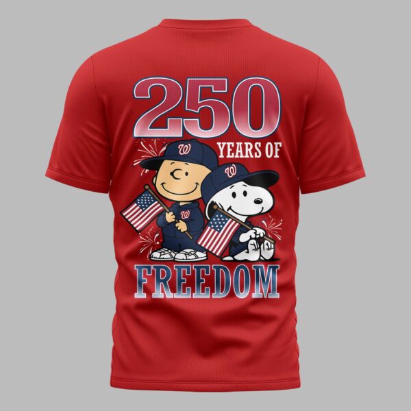 Alternative view of Washington Nationals 250th Freedom Anniversary Snoopy & Charlie Friendship Premium T-Shirt PH00003