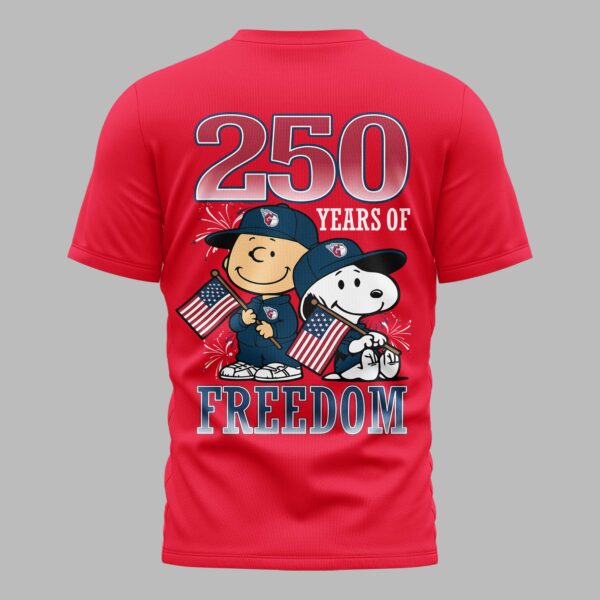 Alternative view of Cleveland Guardians 250th Freedom Anniversary Snoopy & Charlie Friendship Premium T-Shirt PH00003