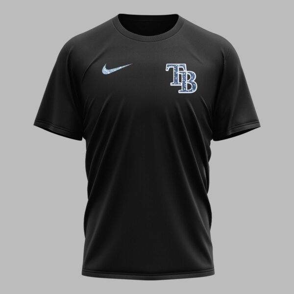 Alternative view of Tampa Bay Rays “FOREVER - Not Just When We Win” Snoopy & Charlie Glitter Friendship Premium T-Shirt PH00002