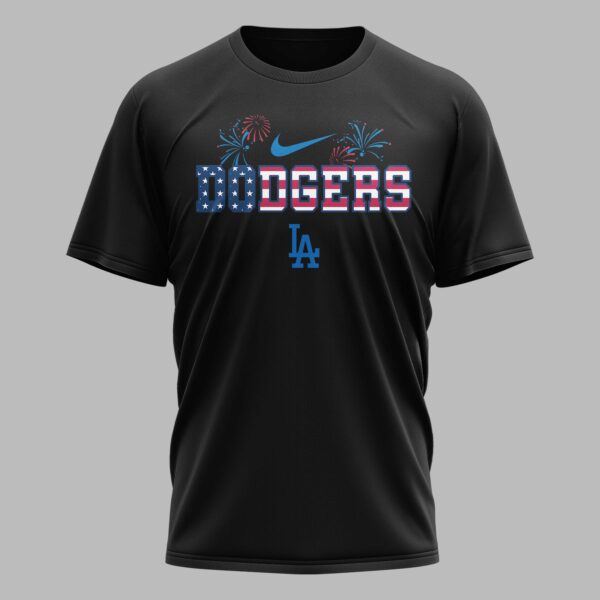 Alternative view of Los Angeles Dodgers 250th Freedom Anniversary Snoopy & Charlie Friendship Premium T-Shirt PH00003