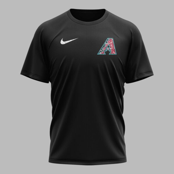 Alternative view of Arizona Diamondbacks “FOREVER - Not Just When We Win” Snoopy & Charlie Glitter Friendship Premium T-Shirt PH00002