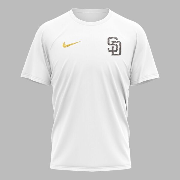 Alternative view of San Diego Padres “FOREVER - Not Just When We Win” Snoopy & Charlie Glitter Friendship Premium T-Shirt PH00002