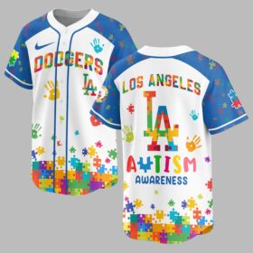 Los Angeles Dodgers Autism Awareness Puzzle Premium Jersey LT0007