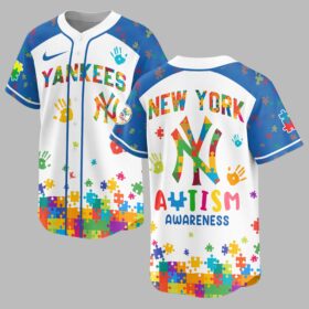 New York Yankees Autism Awareness Puzzle Premium Jersey LT0007