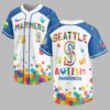 Seattle Mariners Autism Awareness Puzzle Premium Jersey LT0007