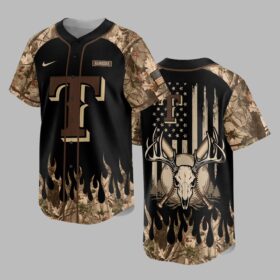 Texas Rangers x Hunting Camo Baseball Jersey PVT008
