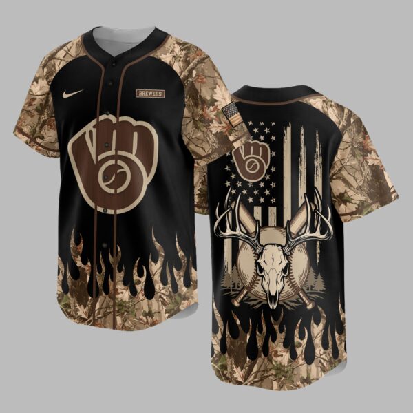 Milwaukee Brewers x Hunting Camo Baseball Jersey PVT008