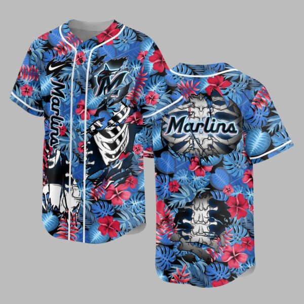 Miami Marlins x Skeleton Baseball Jersey PVT010