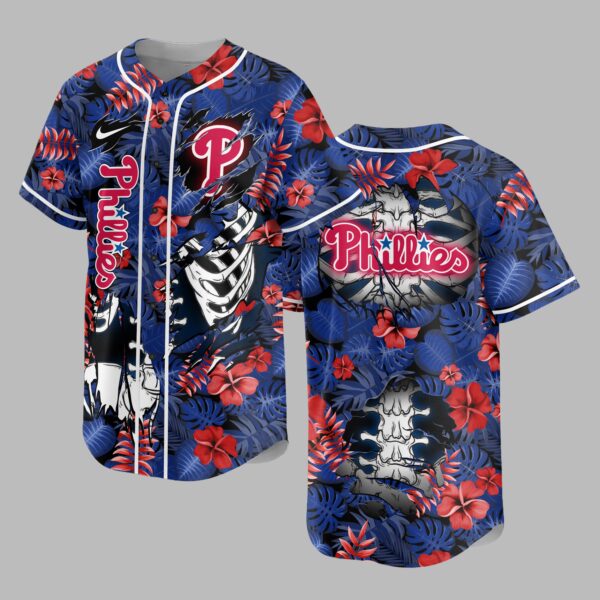 Philadelphia Phillies x Skeleton Baseball Jersey PVT010