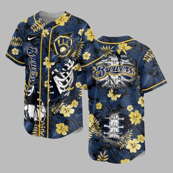 Milwaukee Brewers x Skeleton Baseball Jersey PVT010