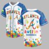 Atlanta Braves Autism Awareness Puzzle Premium Jersey LT0007