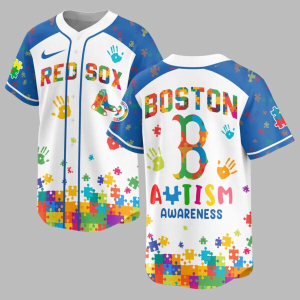 Boston Red Sox Autism Awareness Puzzle Premium Jersey LT0007