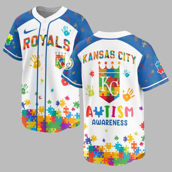Kansas City Royals Autism Awareness Puzzle Premium Jersey LT0007