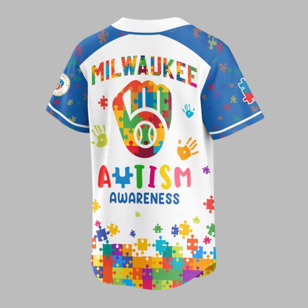 Alternative view of Milwaukee Brewers Autism Awareness Puzzle Premium Jersey LT0007