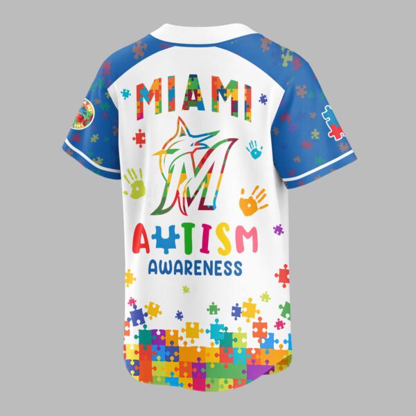 Alternative view of Miami Marlins Autism Awareness Puzzle Premium Jersey LT0007